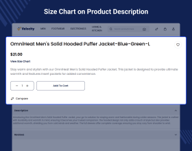 Laravel eCommerce Size Chart 