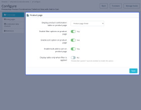 Prestashop Product Combinations Table/List View with Add to Cart