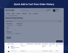 CS-Cart Ordered Product History