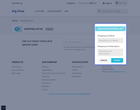 Prestashop Shopping List