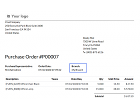 Odoo Multi Branch Purchase and Invoice