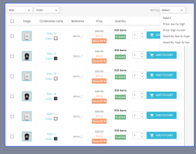 Prestashop Product Combinations Table/List View with Add to Cart