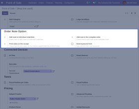 Odoo POS Order Notes