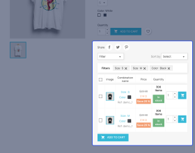 Prestashop Product Combinations Table/List View with Add to Cart
