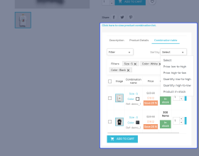 Prestashop Product Combinations Table/List View with Add to Cart