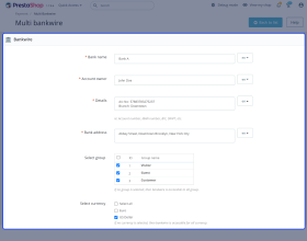 PrestaShop Multi Bank Wire Payment