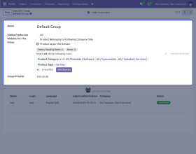 Odoo Website Customer Group