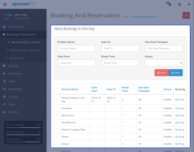 Opencart Booking Reservation System