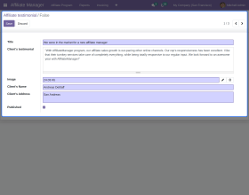 Odoo Affiliate Testimonial Extension