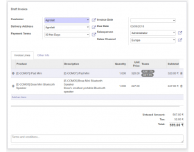 Odoo Invoice Barcode Scanning