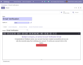 Odoo Website Email Verification