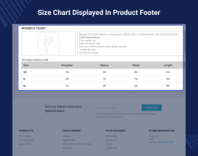 Prestashop Product Size Chart