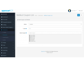OpenCart Coupon List at Checkout