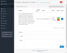 Opencart Product Questions Answers
