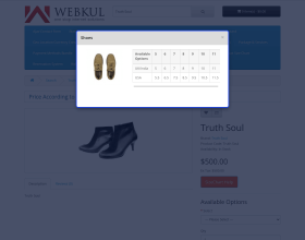 Opencart Product Size Chart