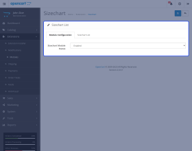 Opencart Product Size Chart