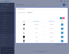 Opencart Product Size Chart