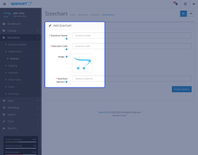 Opencart Product Size Chart