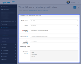 Opencart WhatsApp Order Notification
