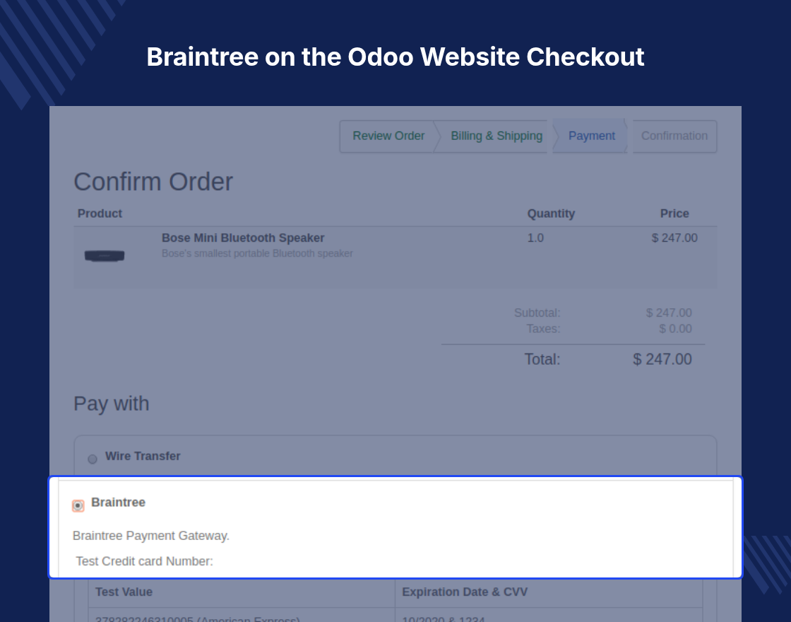 Odoo Braintree Payment Gateway