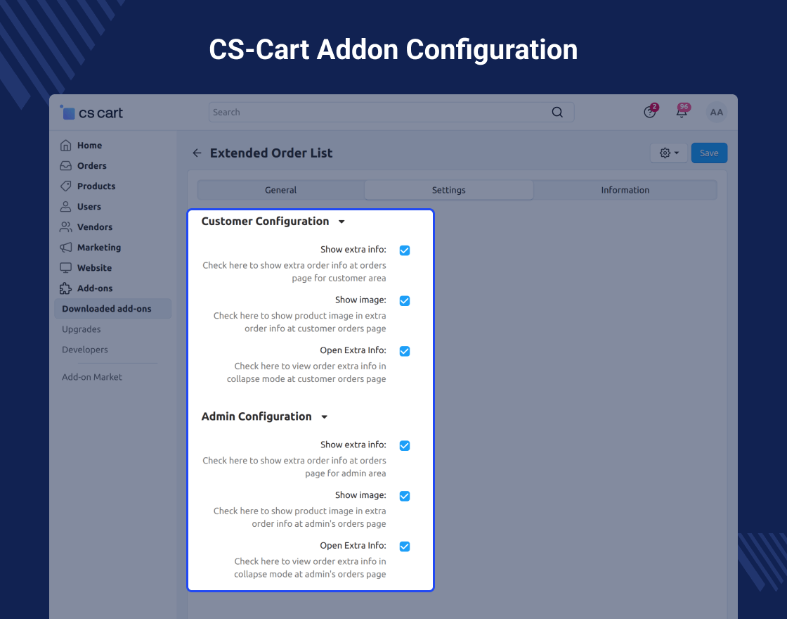 CS-Cart Extended Order List