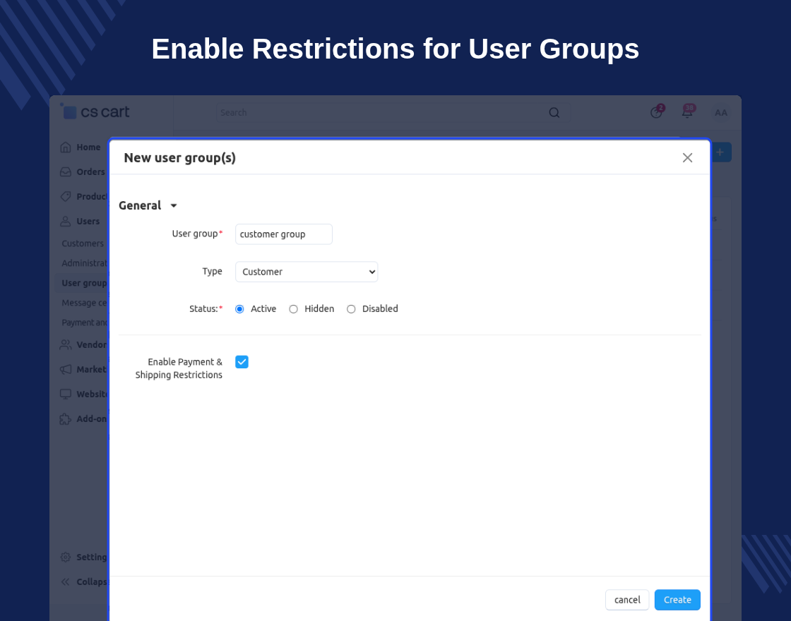 CS-Cart Payment Method Restriction