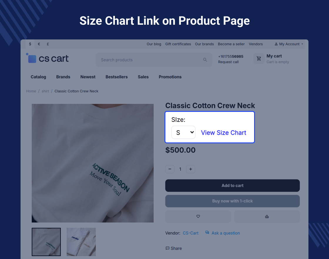 CS-Cart Size Chart