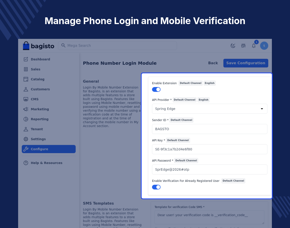 Bagisto SaaS Phone Login Module