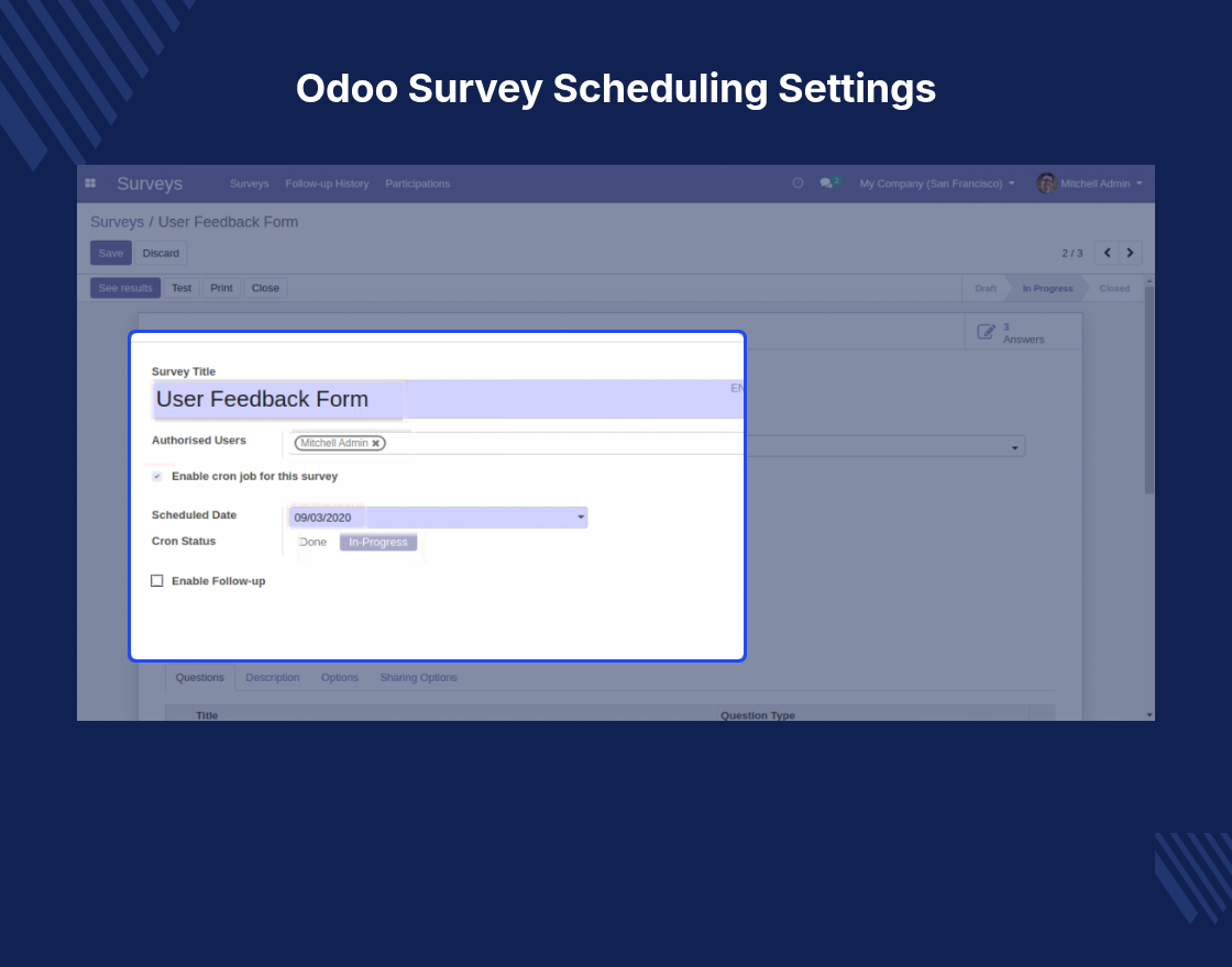 Odoo Scheduled Survey with Follow-Up