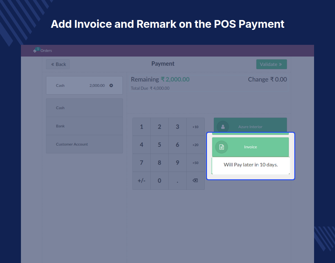 Odoo POS Partial Payment