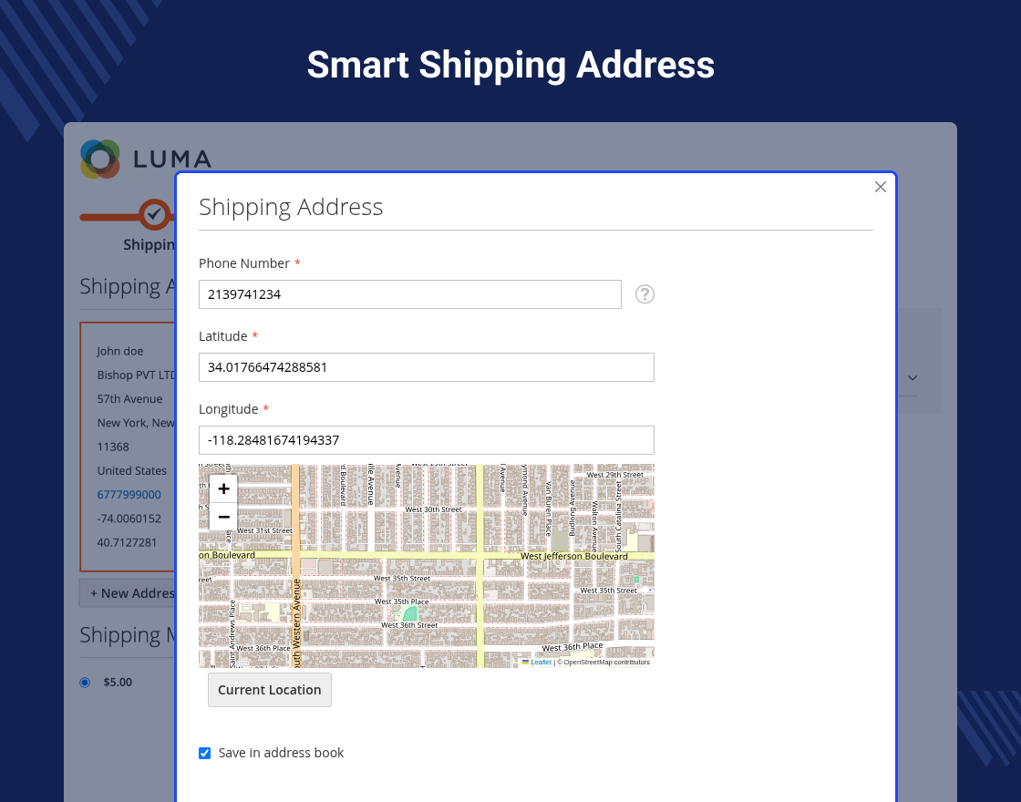 Magento 2 OpenStreet Map Pin Address