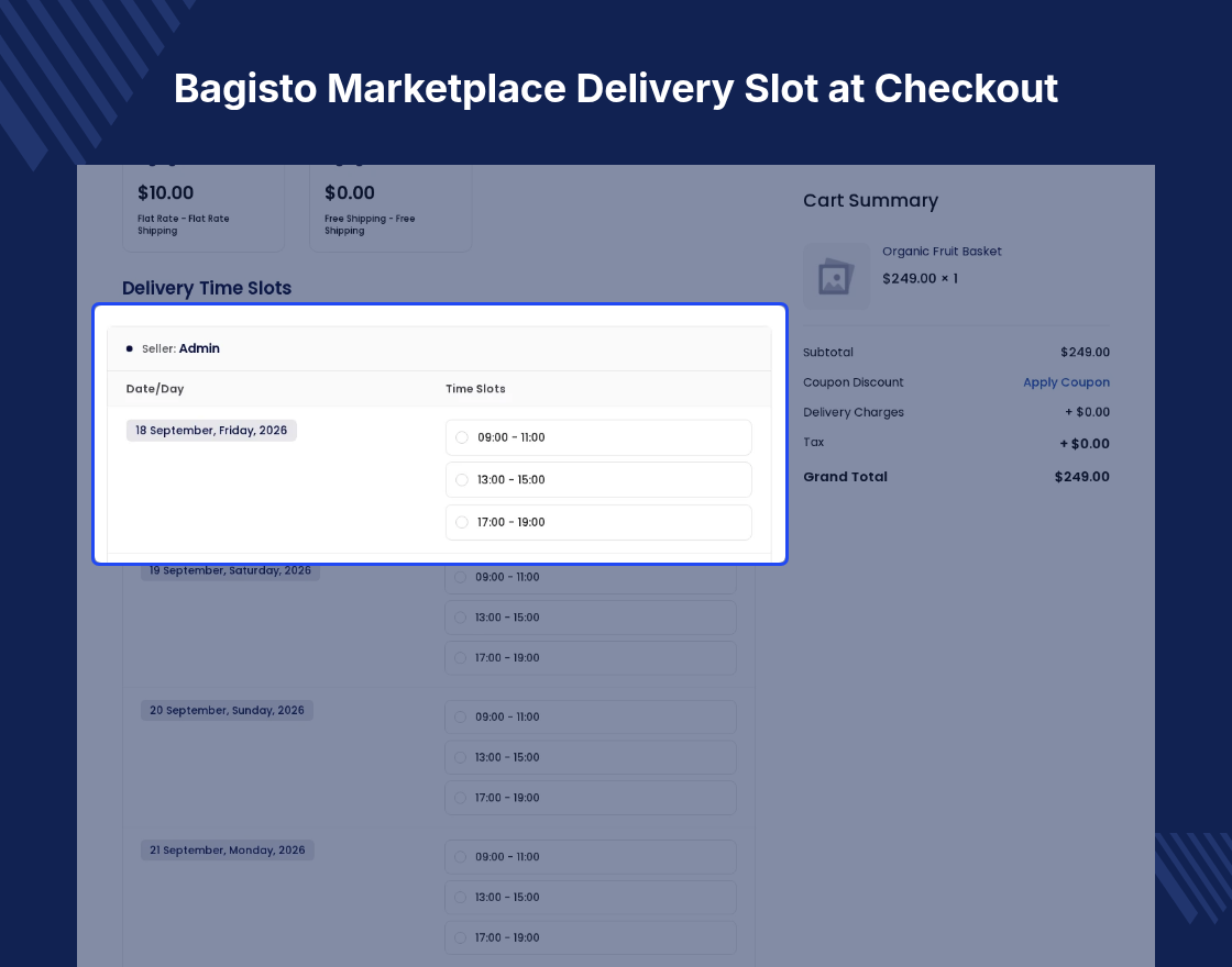 Bagisto Marketplace Delivery Time Slot SaaS