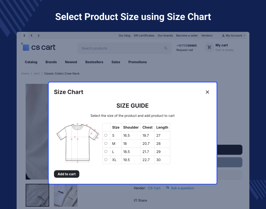 CS-Cart Size Chart
