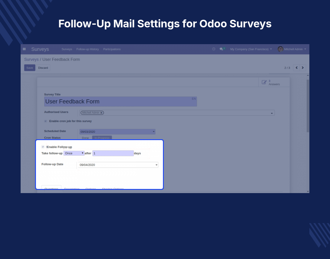 Odoo Scheduled Survey with Follow-Up
