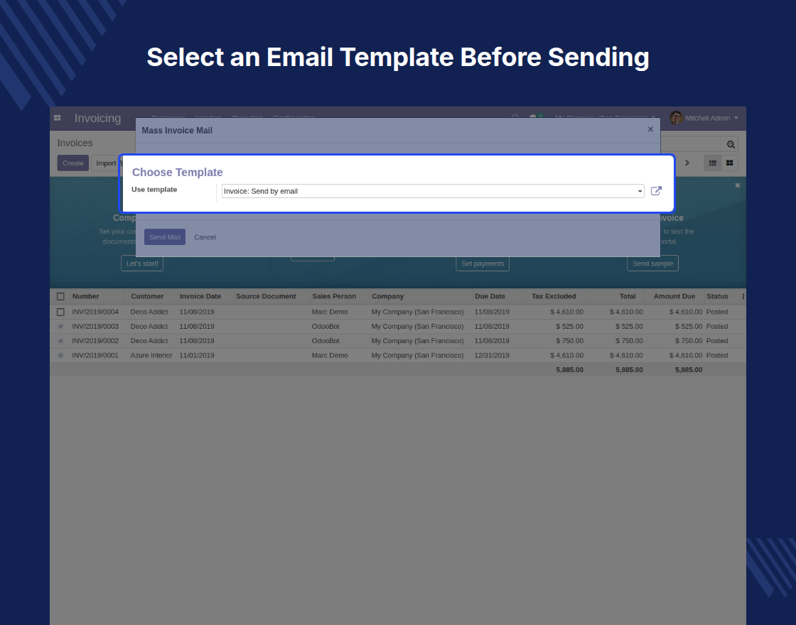 Odoo Mass Invoice: Send By Mail