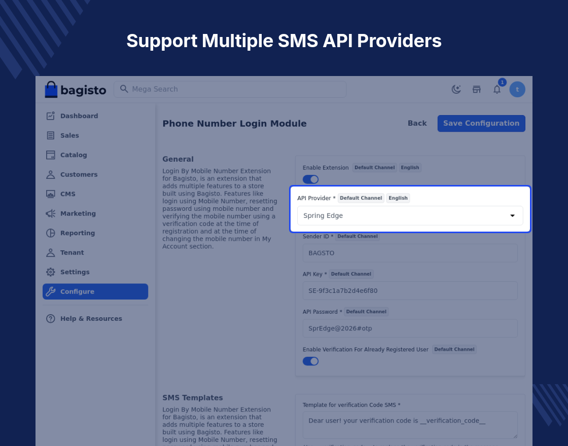 Bagisto SaaS Phone Login Module