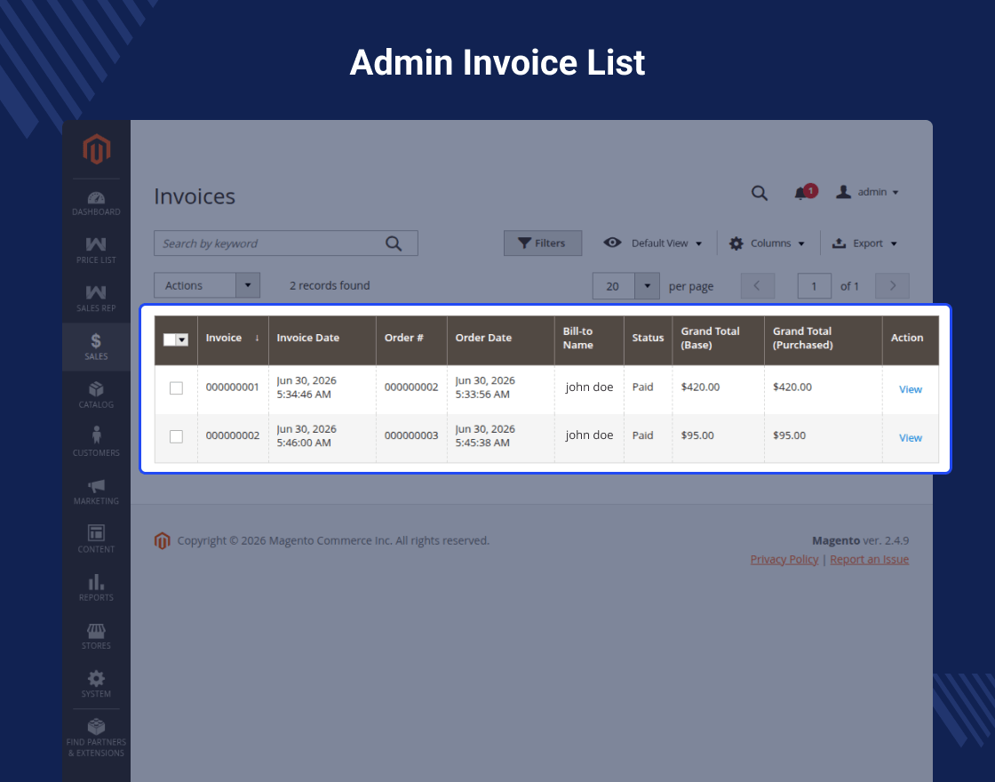 Magento 2 Invoice PDF Editor