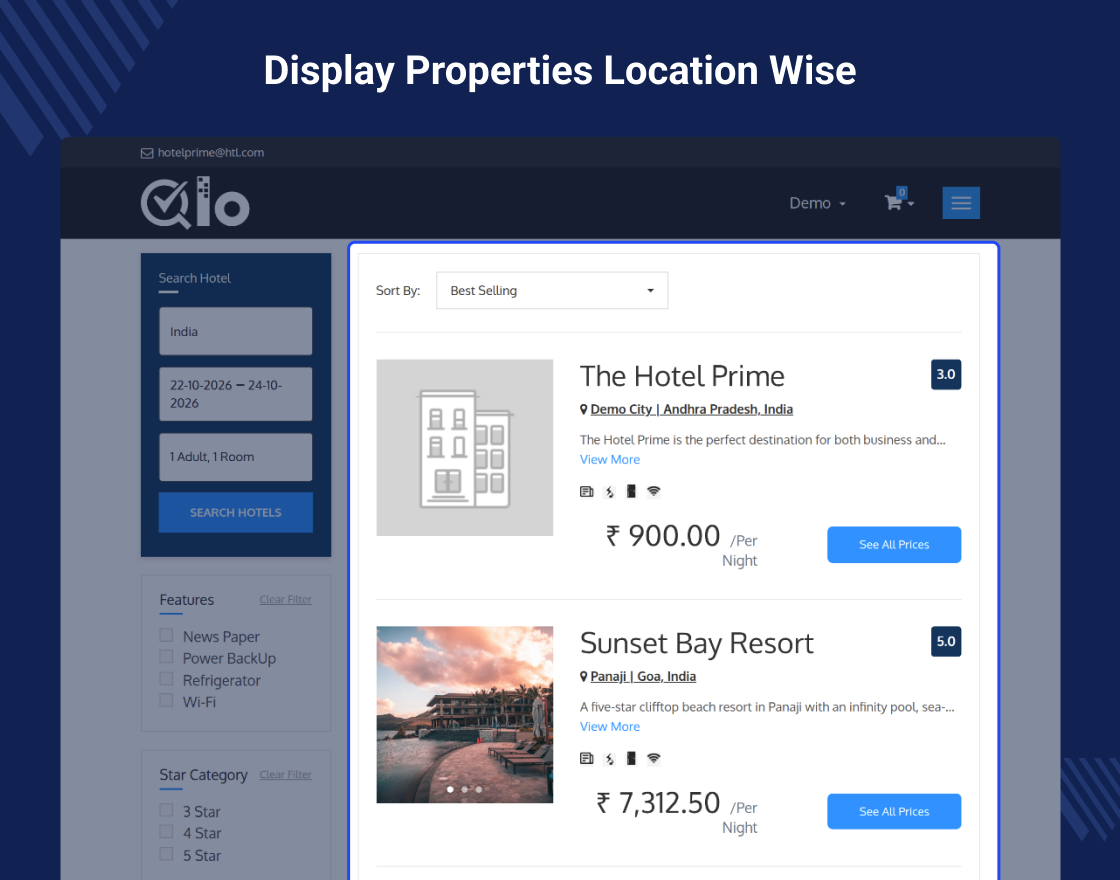 QloApps Location Wise Search