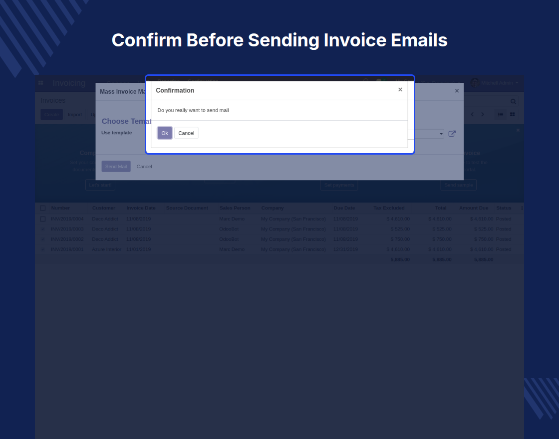Odoo Mass Invoice: Send By Mail