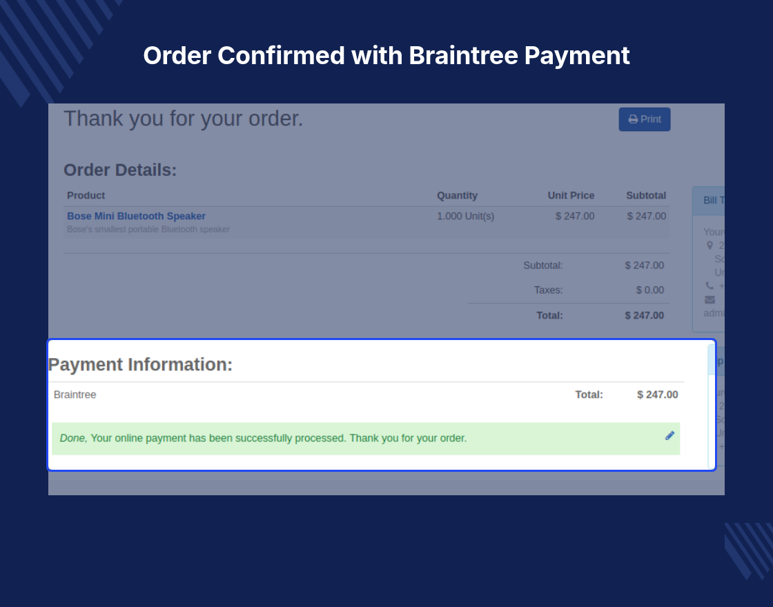 Odoo Braintree Payment Gateway