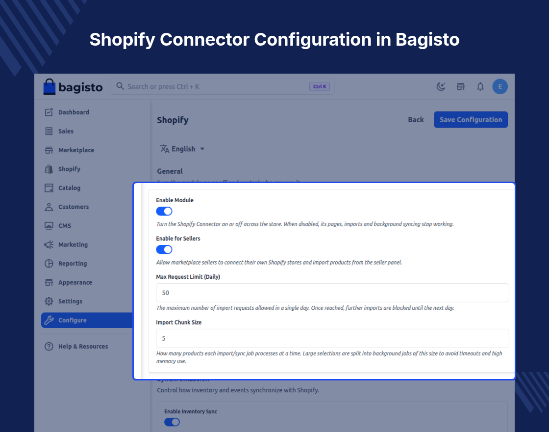 Bagisto Shopify Connector