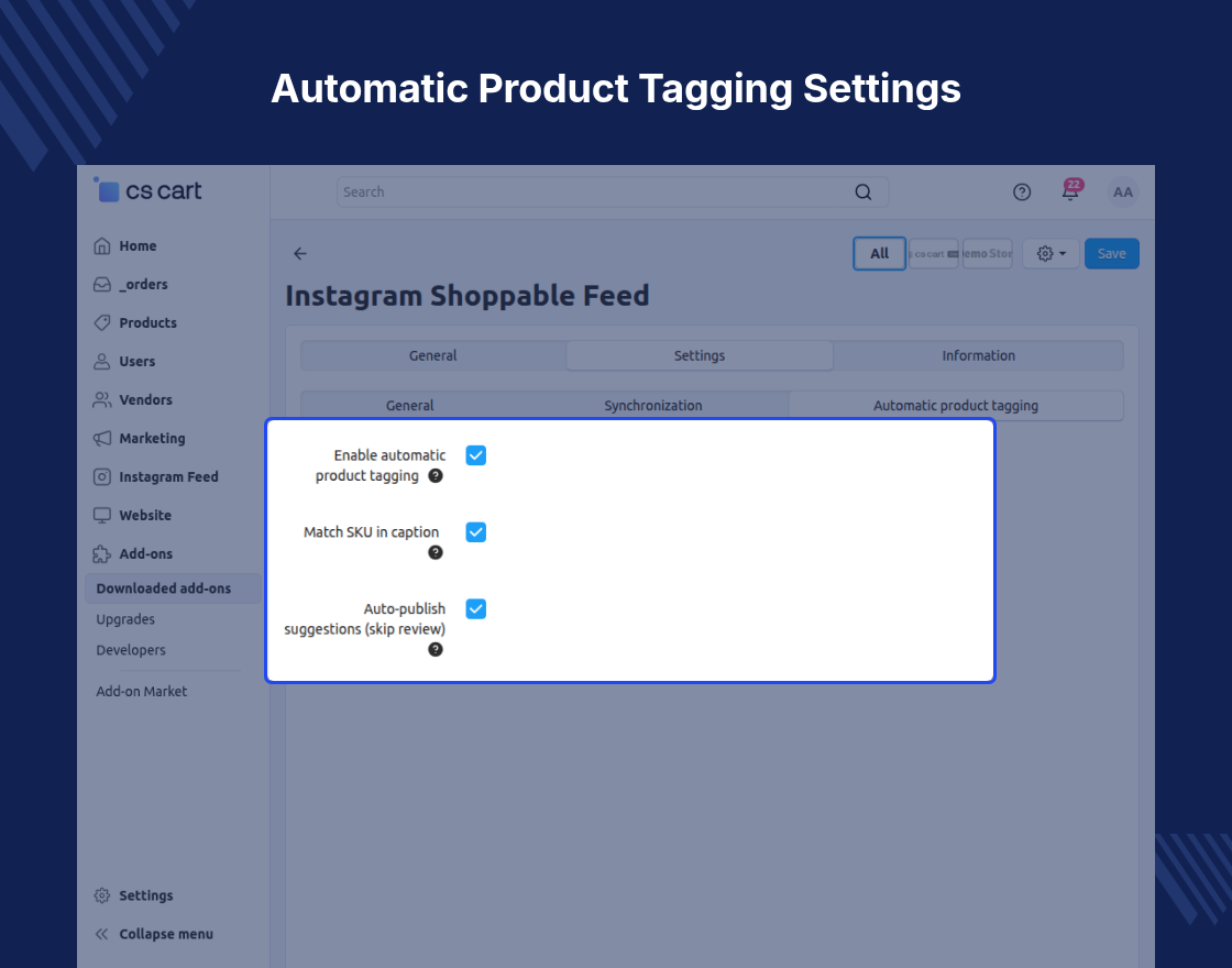 CS-Cart Instagram Shoppable Feed