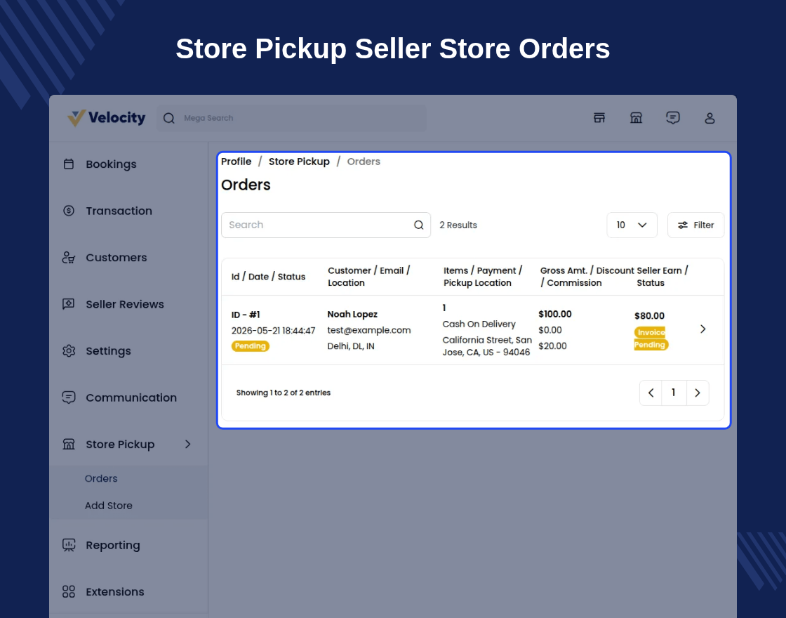 Bagisto Marketplace Store Pickup