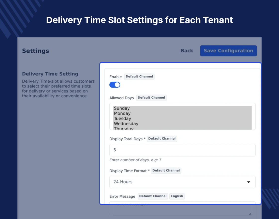 Laravel eCommerce SaaS Delivery Time Slots