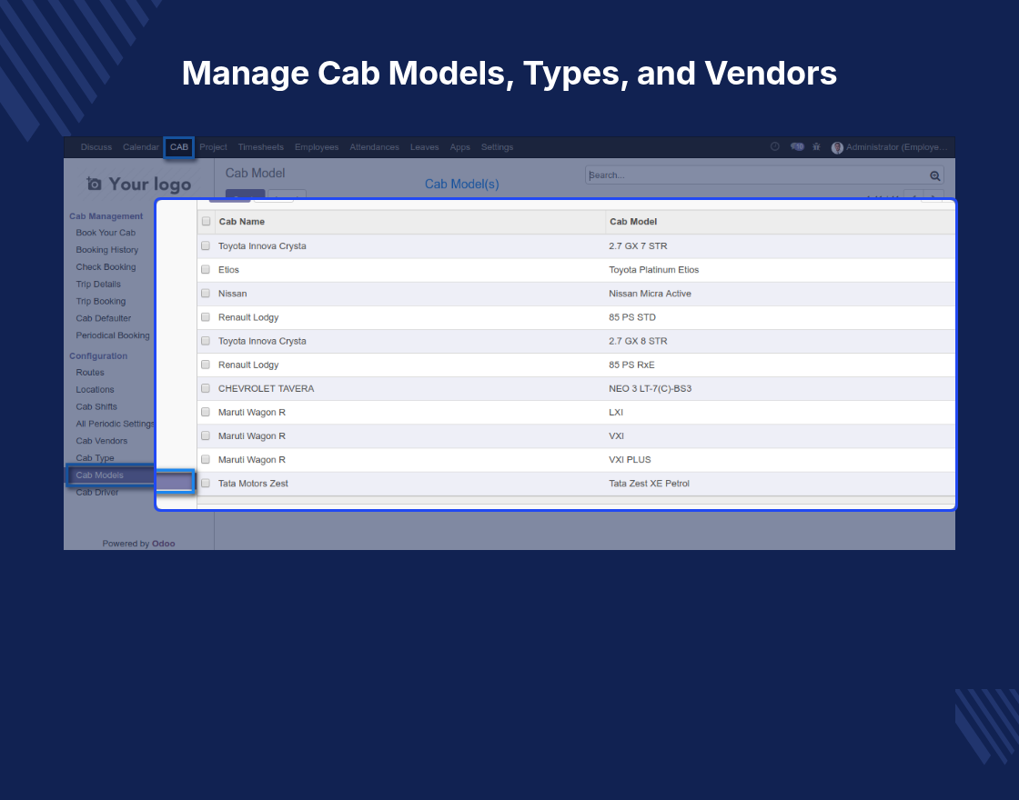 Odoo Employee Pickup & Drop Management