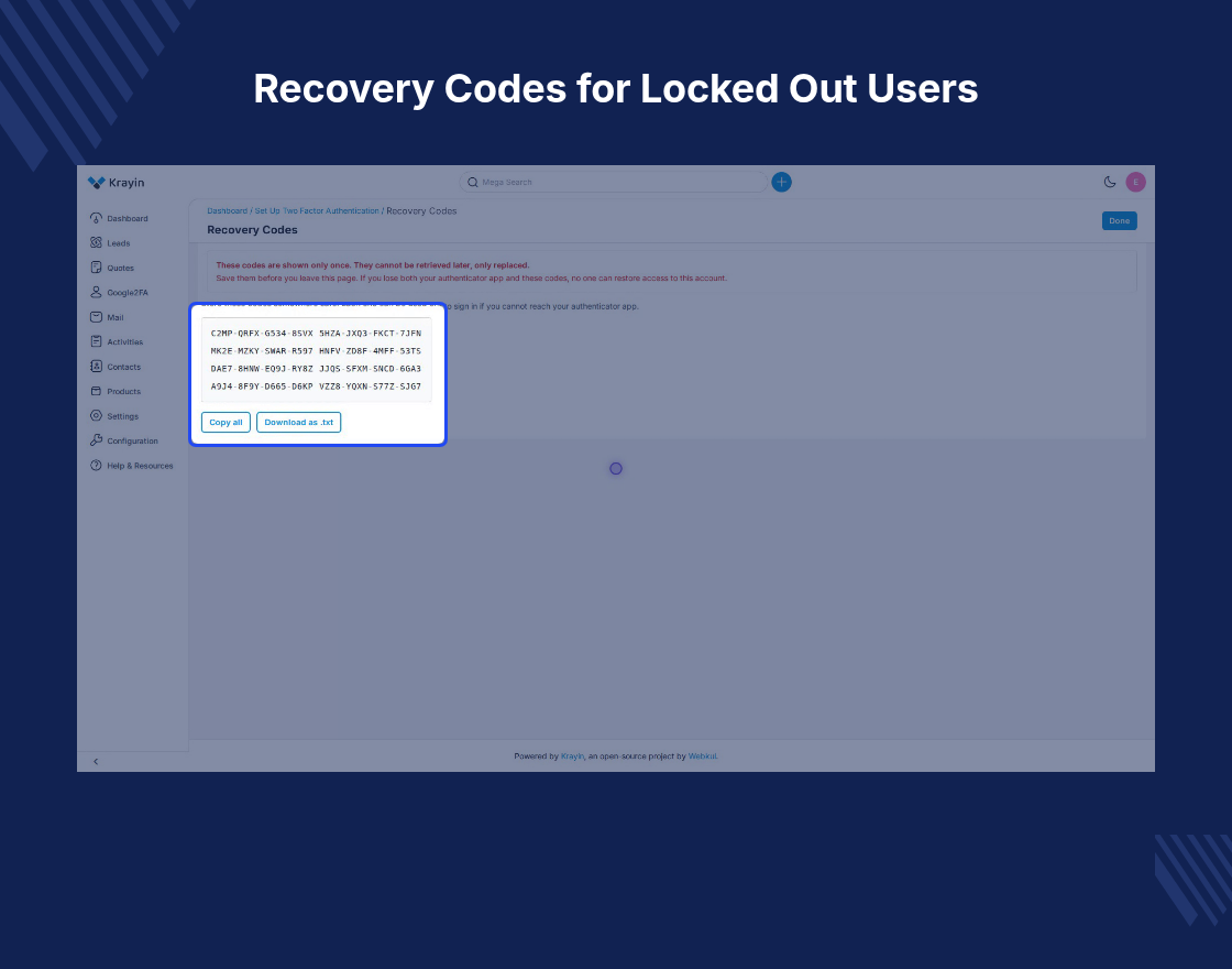 Google Two-Factor Authentication (2FA) for Krayin CRM