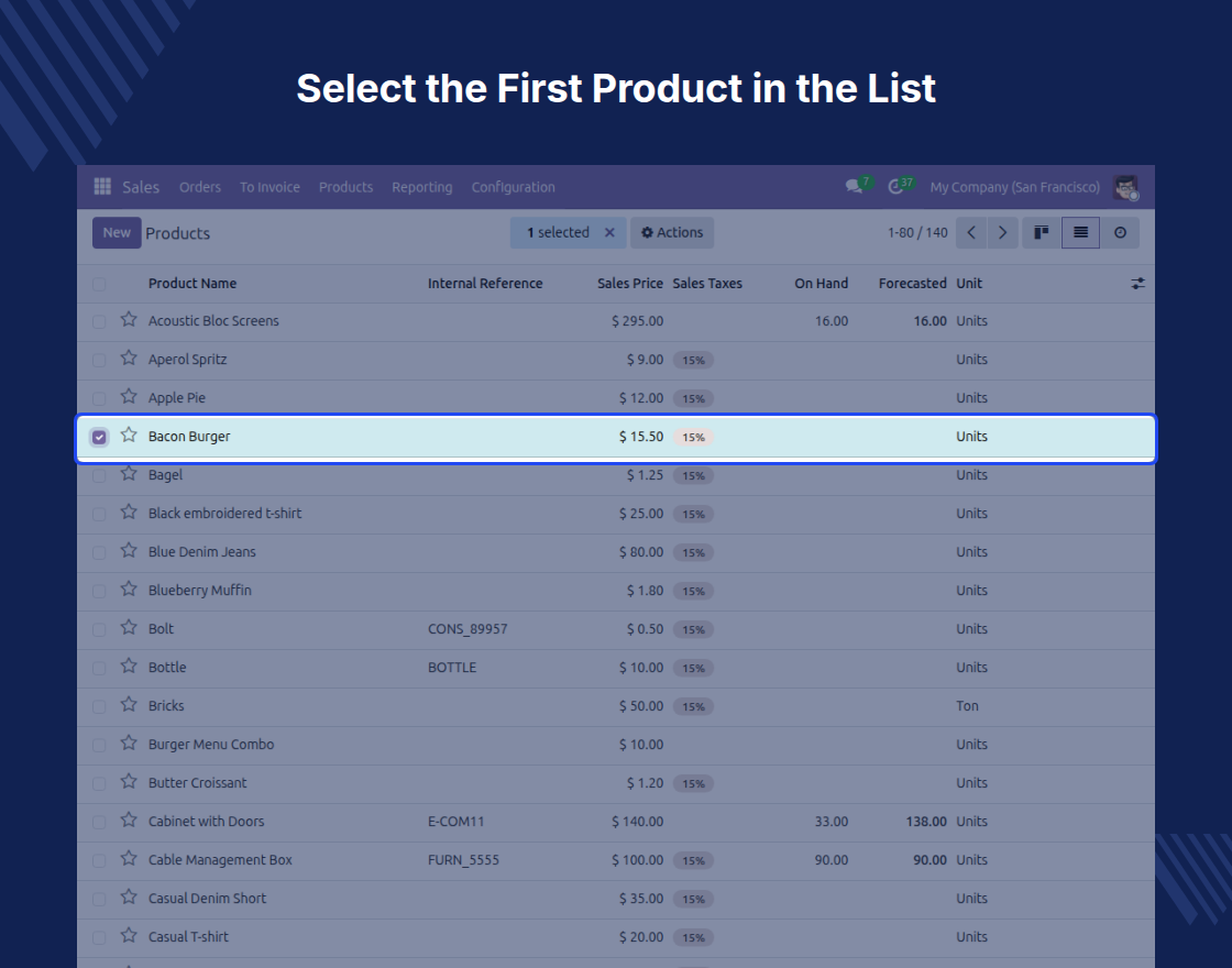 Odoo Shift Key Selection