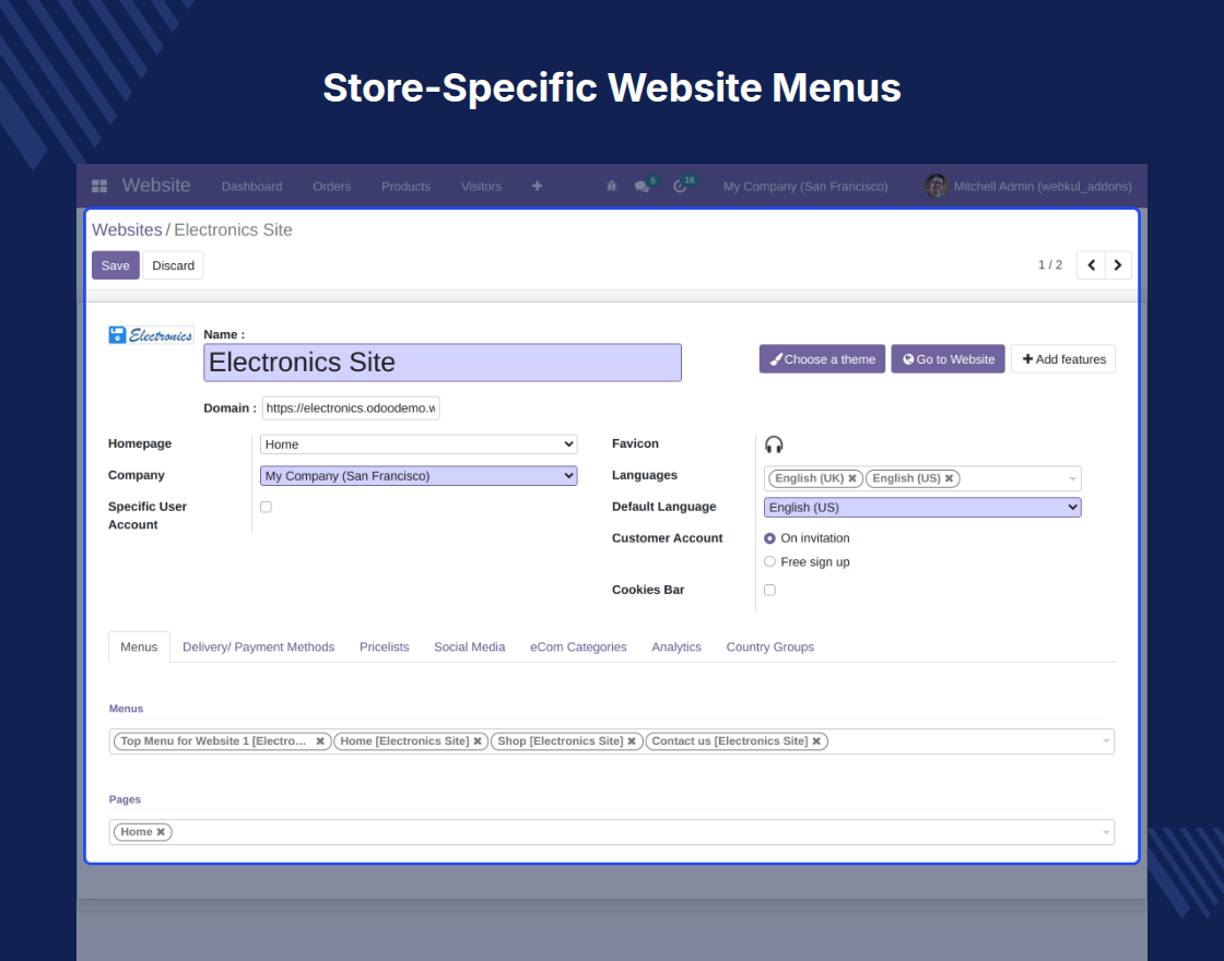 Odoo Multi Website