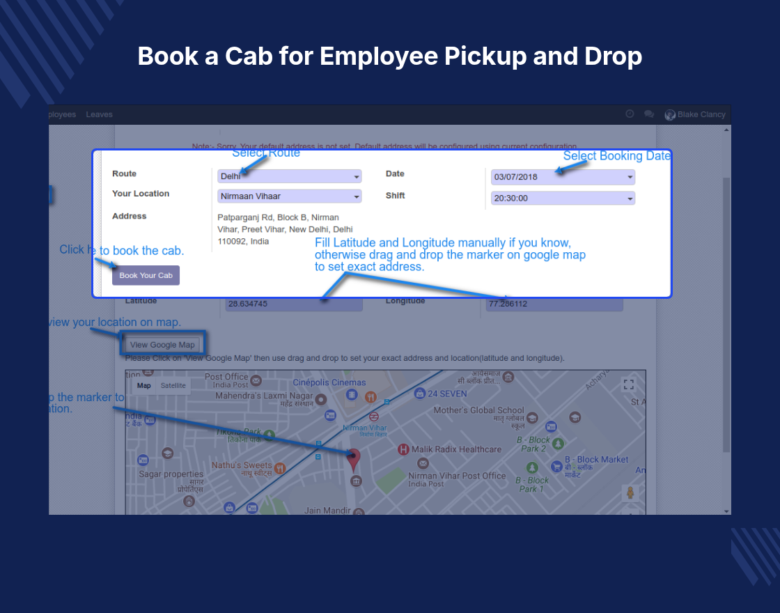 Odoo Employee Pickup & Drop Management