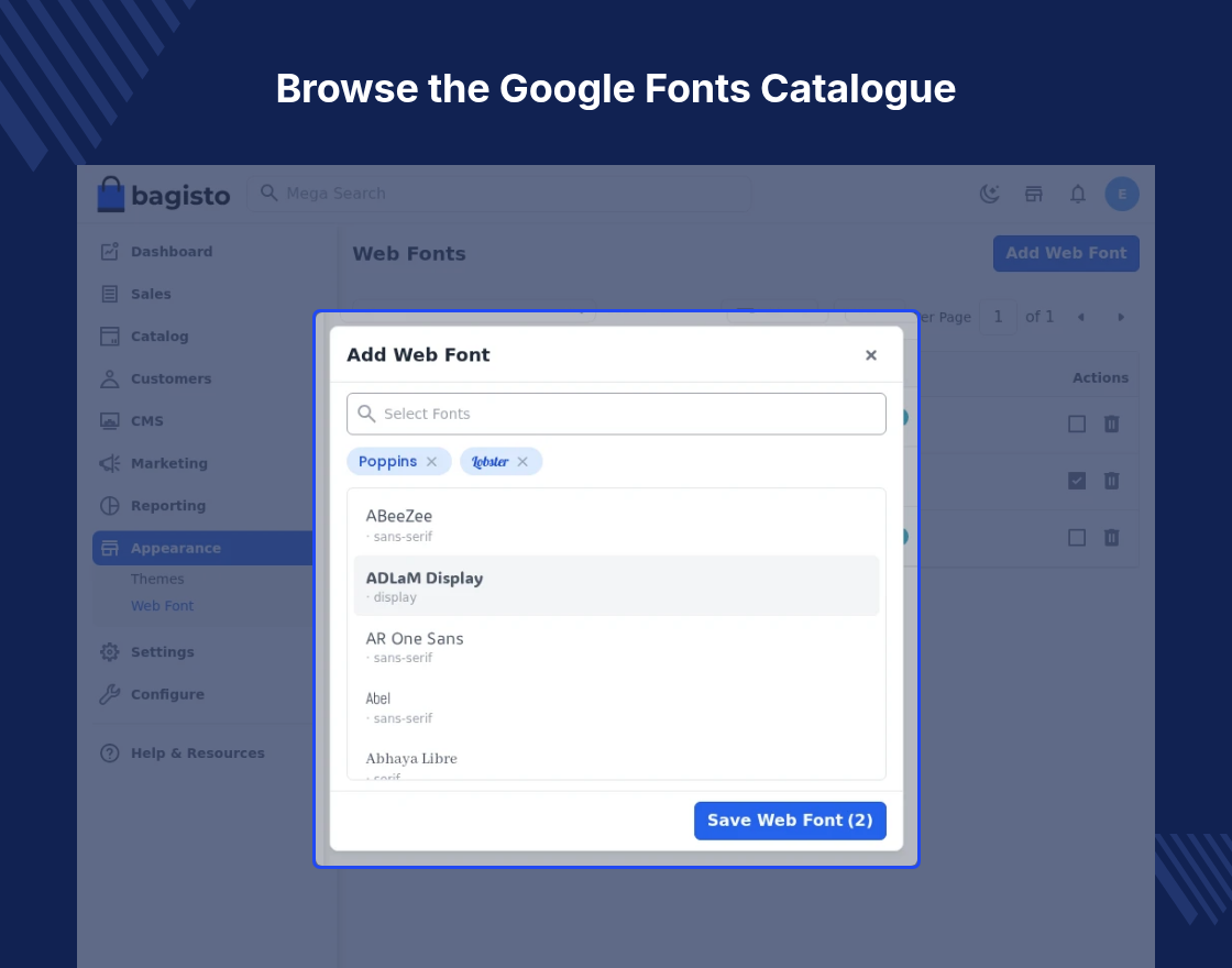 Laravel eCommerce Google Web Fonts